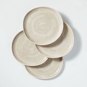 Hearth & Hand 4pk Tonal Bamboo Melamine DINNER Plate Set Natural/ Cream NEW